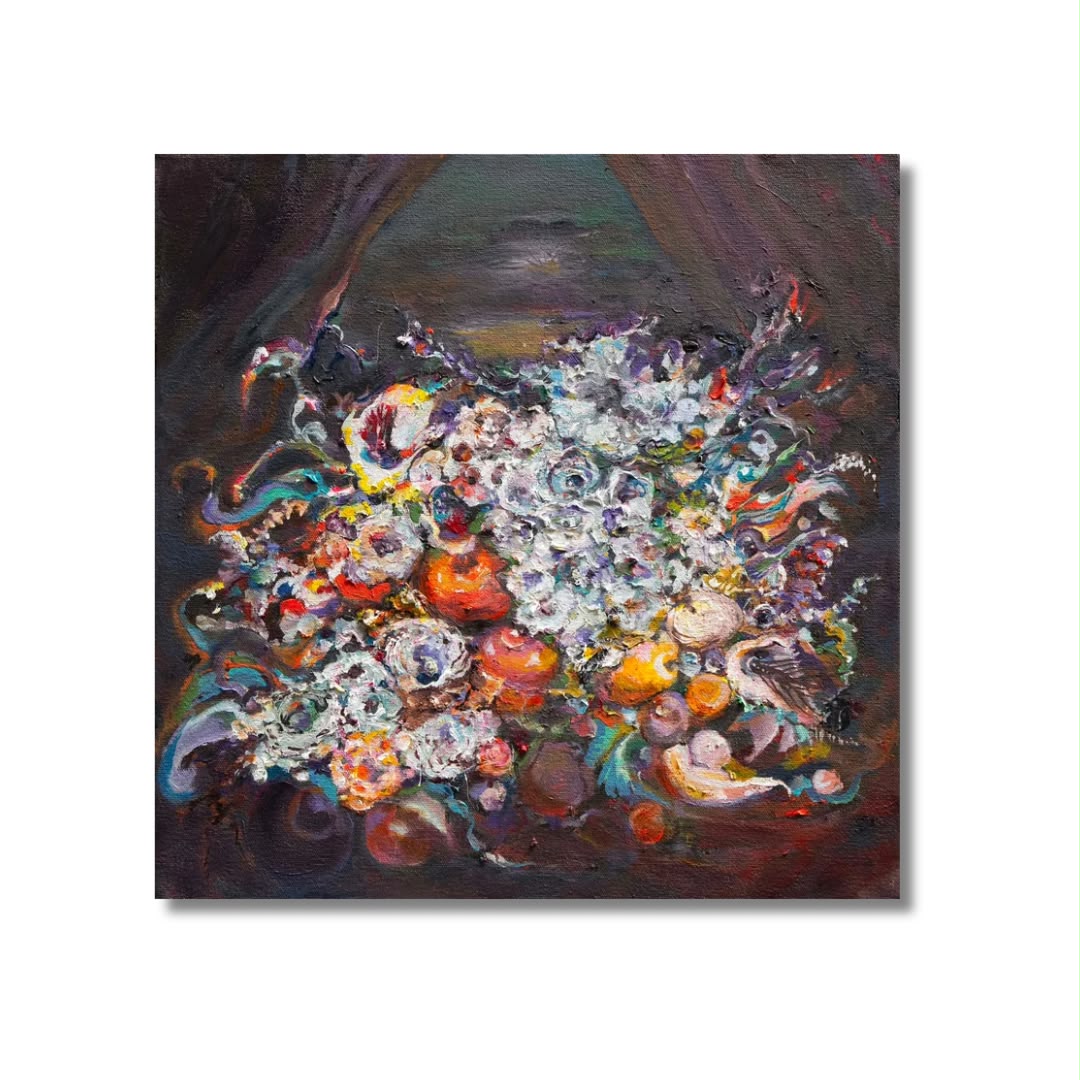 Arno Carstens, The Gathering Tide, oil on canvas, 40 × 40 cm, on a white wall