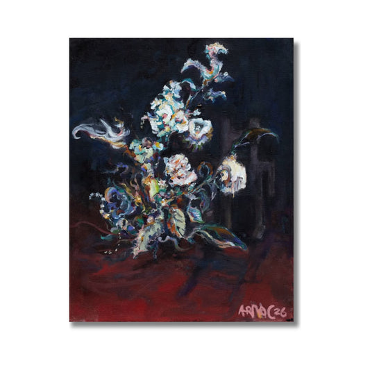 Arno Carstens, What Remains, oil on canvas, 50 × 40 cm, on a white wall