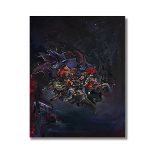 Arno Carstens, Here Be Dragons, oil on canvas, 70 × 56 cm, on a white wall