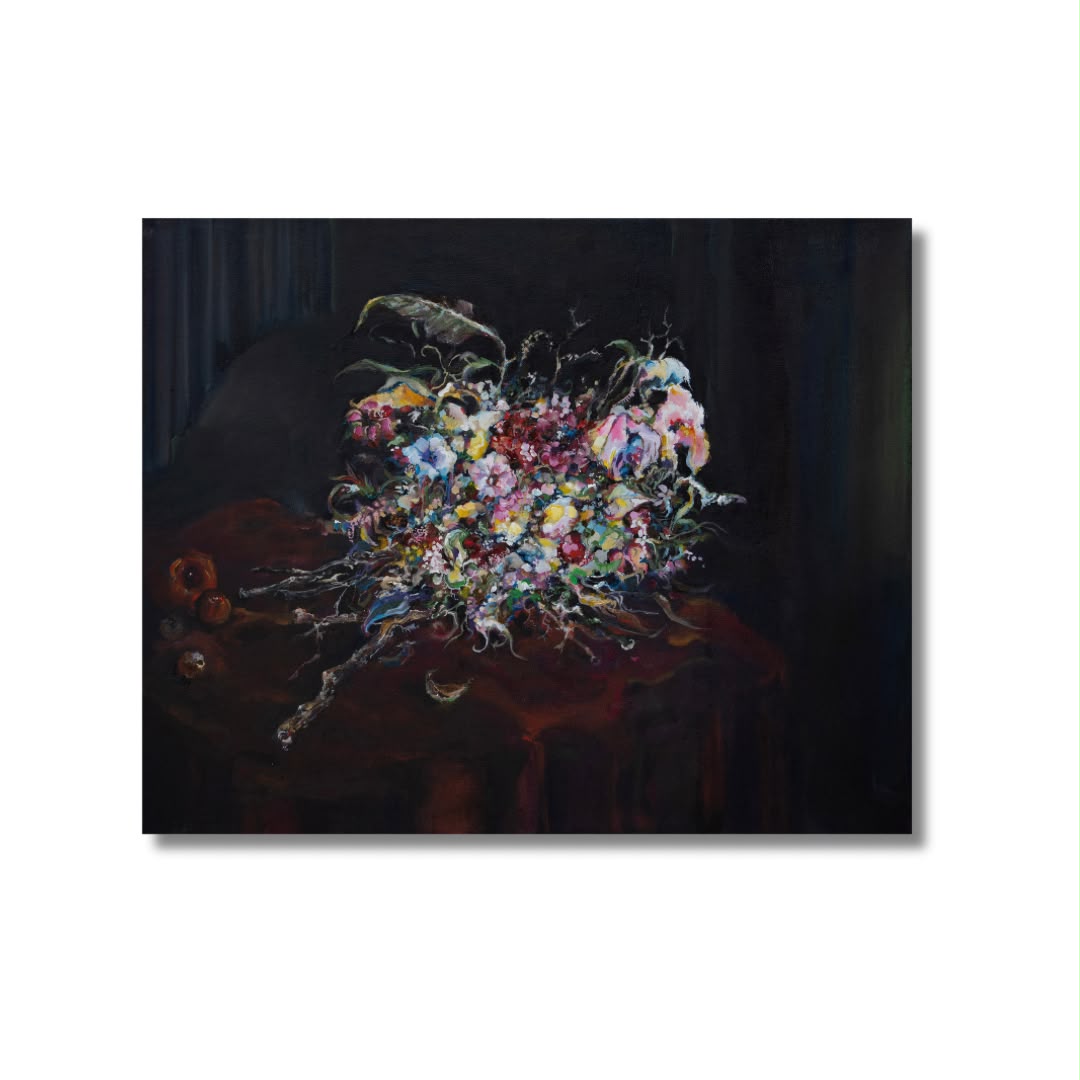 Arno Carstens, Wild Abandon, oil on canvas, 56 × 70 cm, on a white wall
