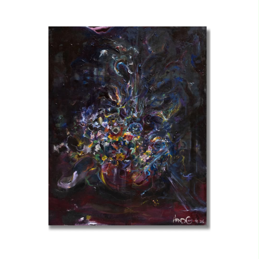 Arno Carstens, Adored Life, oil on canvas, 70 × 56 cm, on a white wall