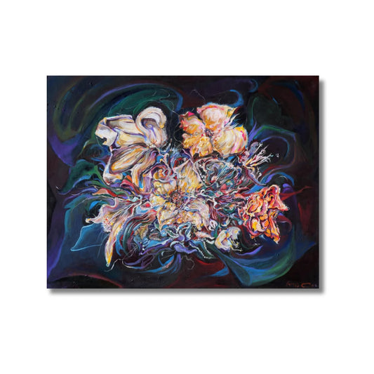 Arno Carstens, The Alchemist's Garden, oil on canvas, 78 × 100 cm, on a white wall