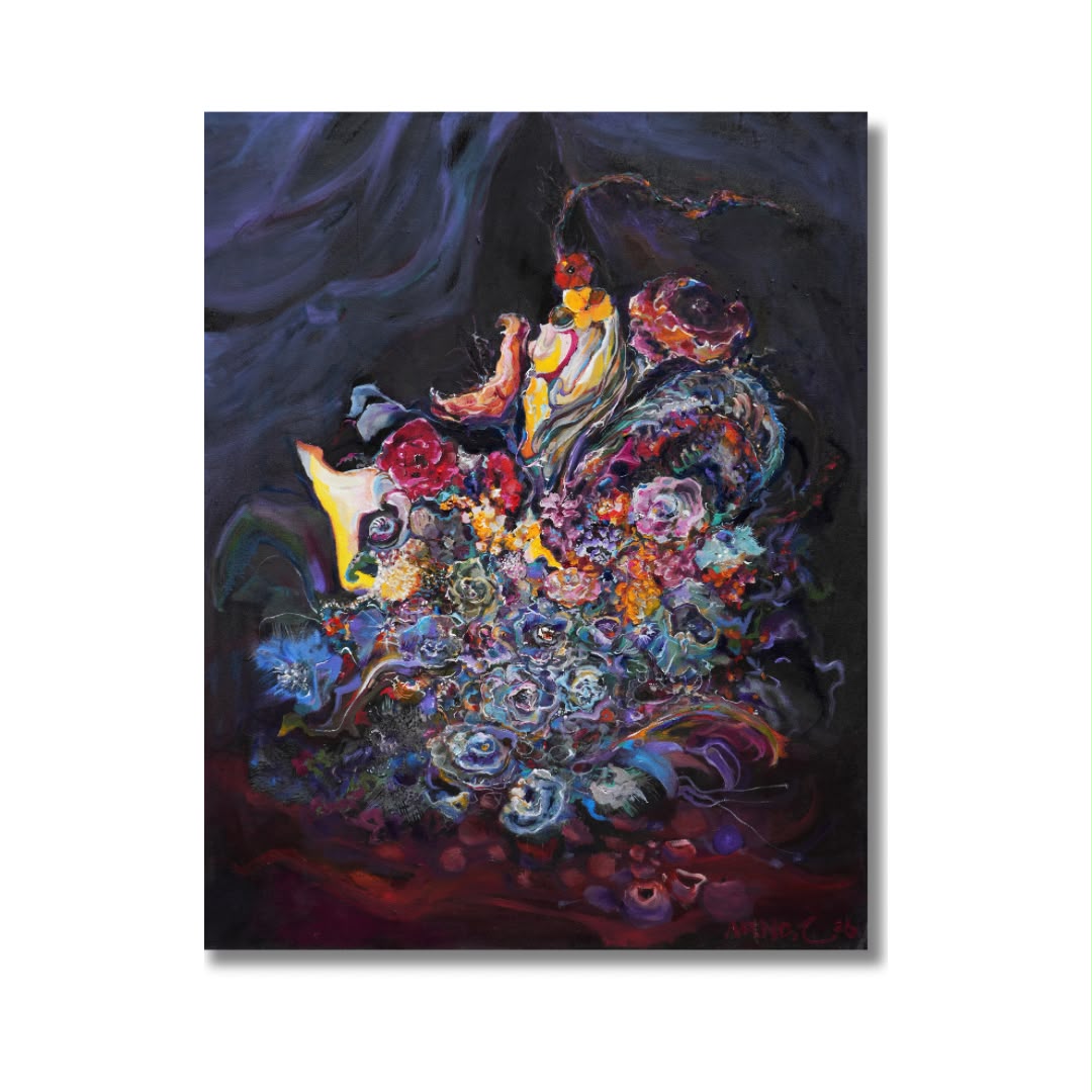 Arno Carstens, In Reign, oil on canvas, 100 × 78 cm, on a white wall