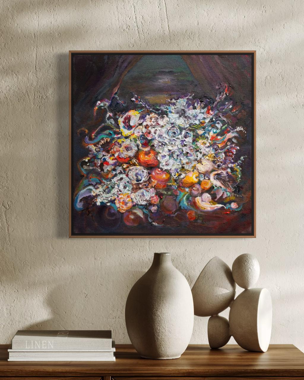Arno Carstens, The Gathering Tide, oil on canvas, 40 × 40 cm, shown in a room