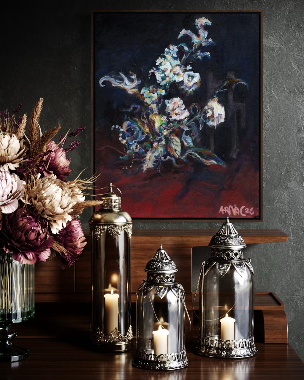 Arno Carstens, What Remains, oil on canvas, 50 × 40 cm, shown in a room