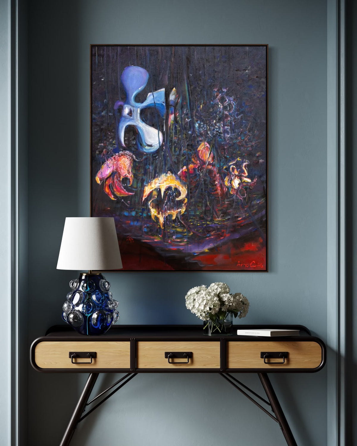 Arno Carstens, The Life Below, oil on canvas, 100 × 78 cm, shown in a room