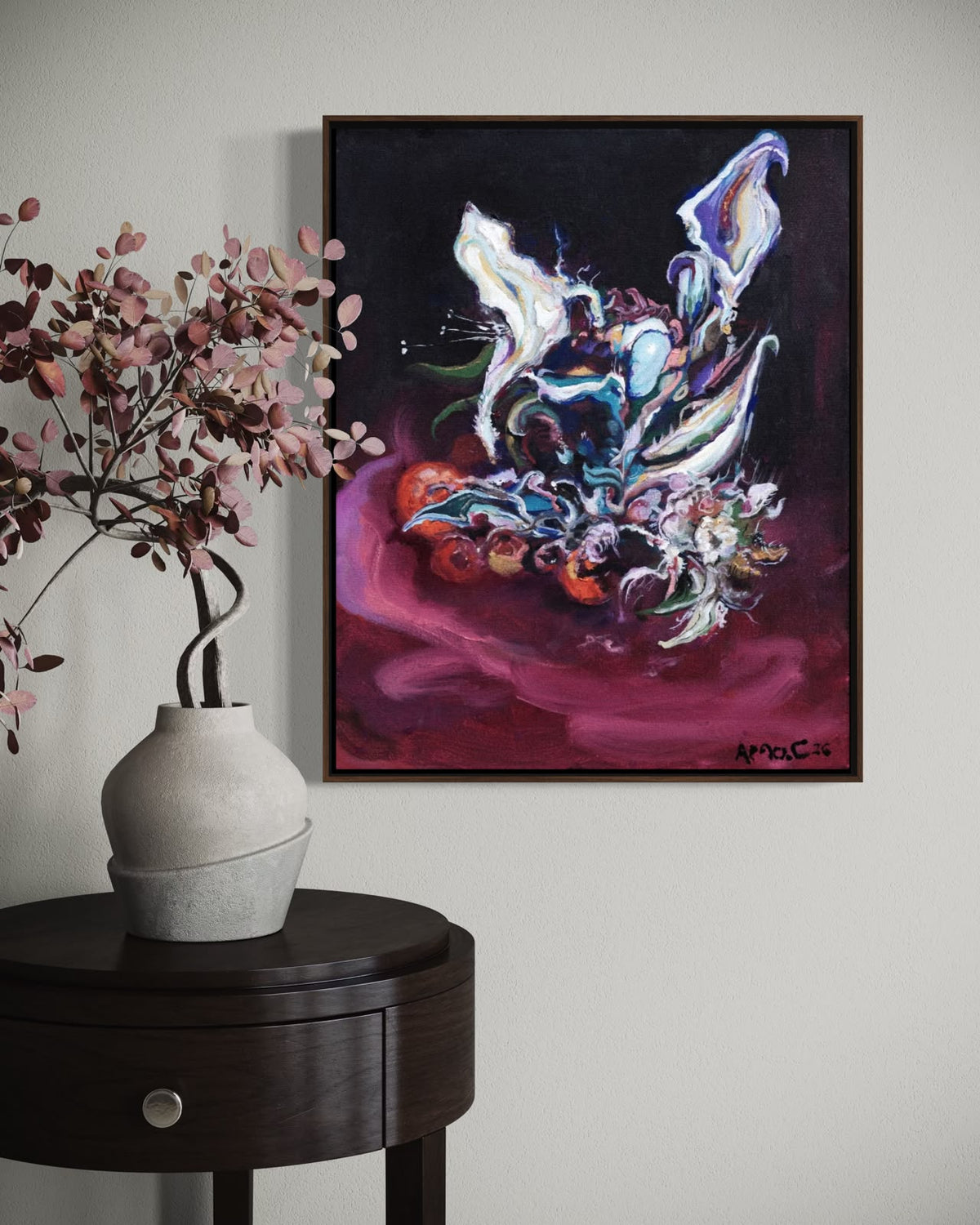 Arno Carstens, Beautiful Devotion, oil on canvas, 50 × 40 cm, shown in a room