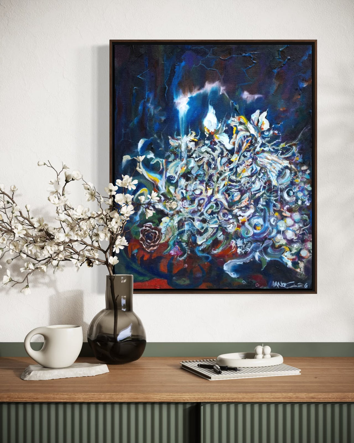 Arno Carstens, Crystal Bloom, oil on canvas, 50 × 40 cm, shown in a room