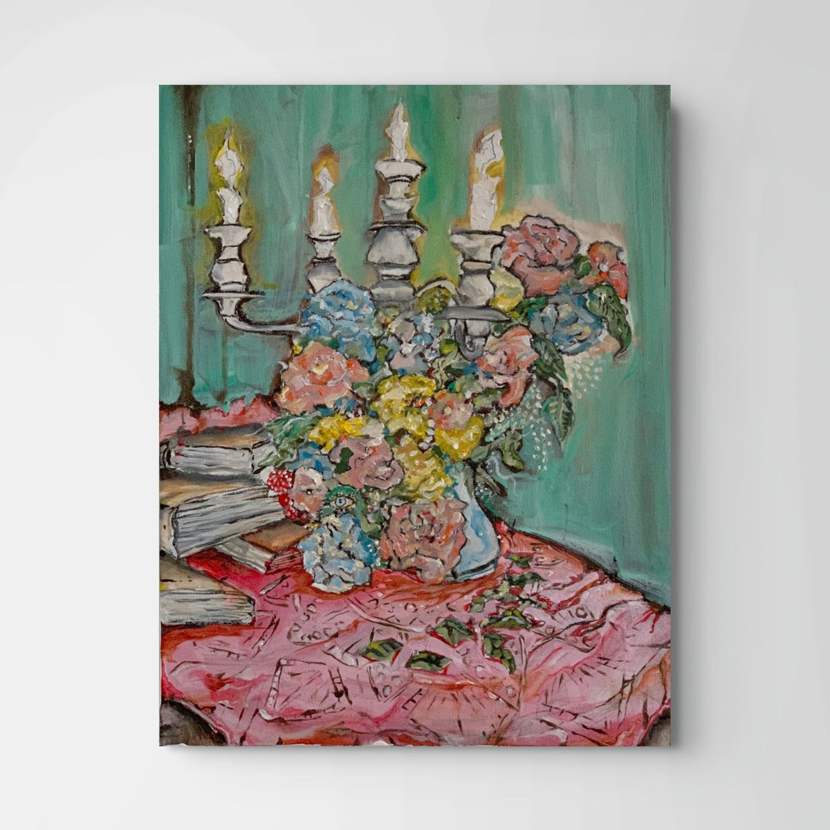 Arno Carstens, Blooms by Candlelight, oil on canvas, 45 × 35 cm