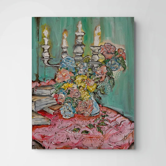 Arno Carstens, Blooms by Candlelight, oil on canvas, 45 × 35 cm