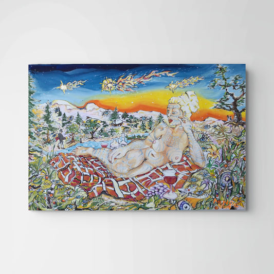 Arno Carstens, Girl on Blanket, oil on canvas, 50 × 76 cm