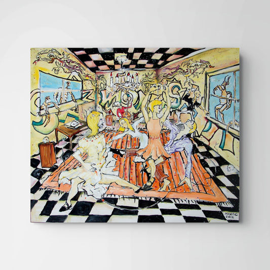 Arno Carstens, Psychedelic Night Out, oil on canvas, 81 × 96 cm
