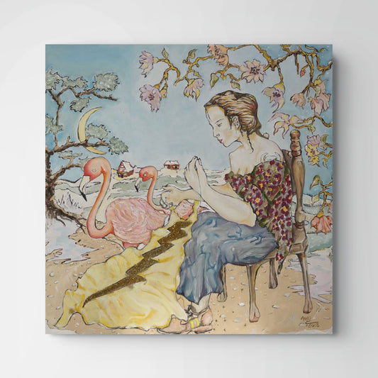 Arno Carstens, The Seamstress, oil on canvas, 76 × 76 cm